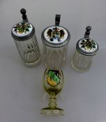 Studentika - 3 Glaskrüge und Weinglas, Corps Hercynia Göttingen, Weinglas mit gemalten
