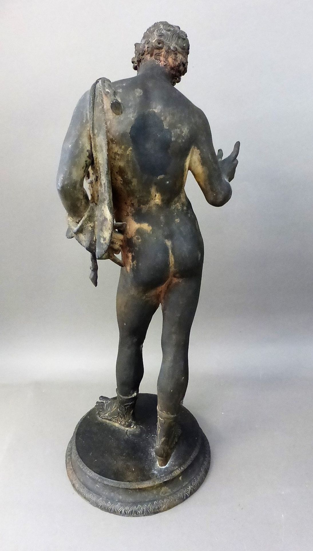 Große Skulptur um 1900, Italien, Messingbronze, patiniert, vollplastische Figur von Adonis - Bild 3 aus 3