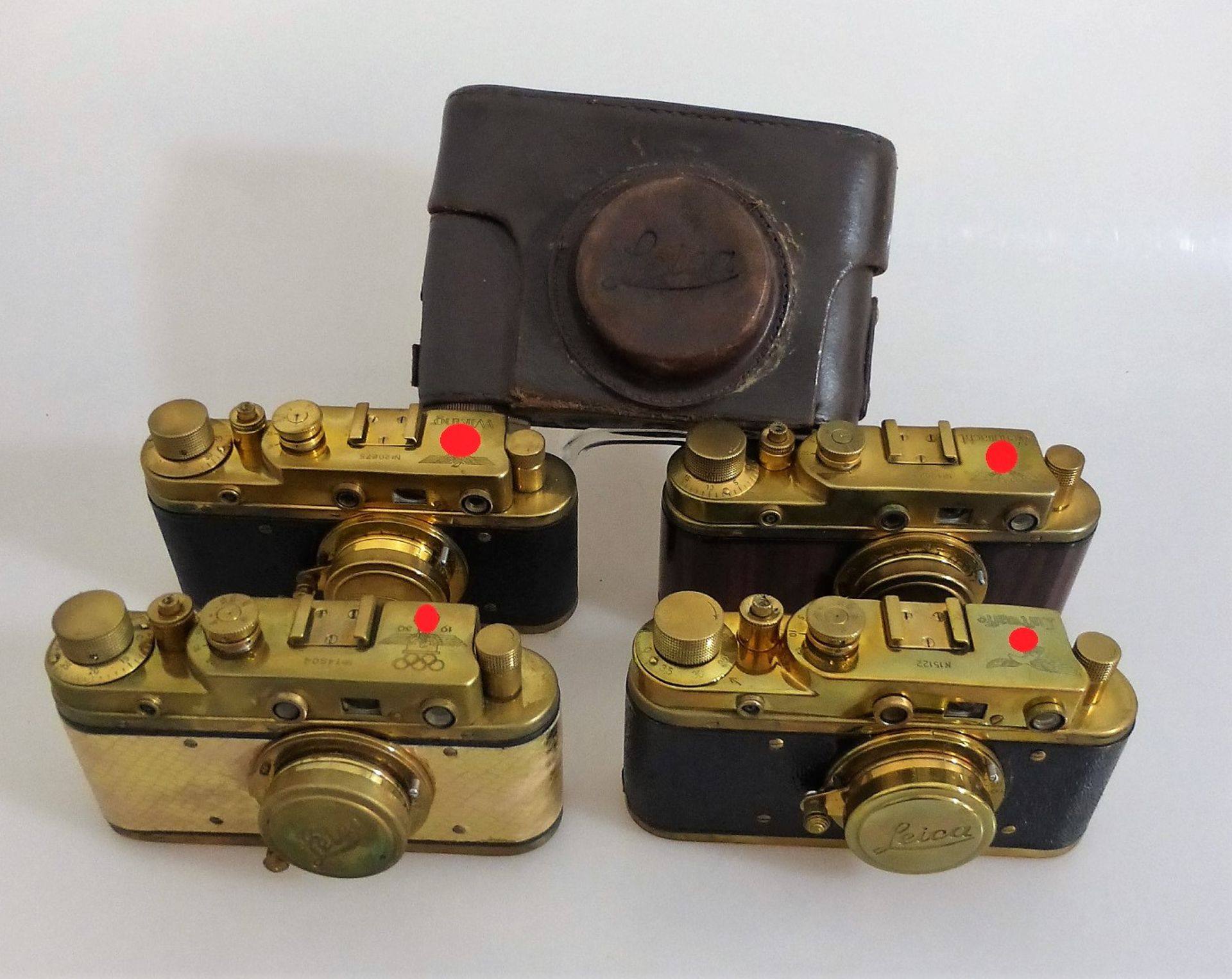 4 Leica Fälschungen, Russland, grav. Reichsadler und Swastika mit "Luftwaffe" -