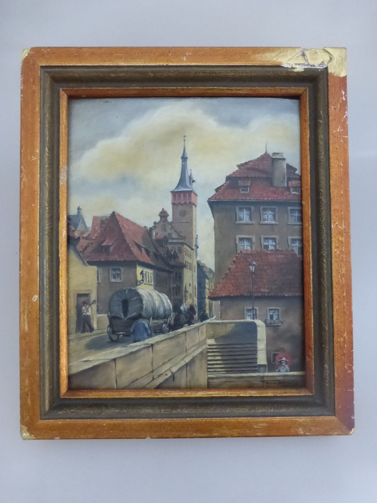 Schnackig, Ernst (*1907 Würzburg), Würzburger Künstler u. Bühnenmaler, Öl/Malpappe, Blick