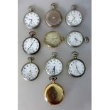 Sammlung von 10 Omega Taschenuhren, 1.H.20.Jh., 2 Taschenuhren vergoldet, 8 Silber /
