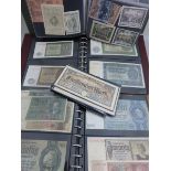 Große Sammlung Banknoten in 3 Alben, u.a. Besatzungsausgaben des II. Weltkrieges