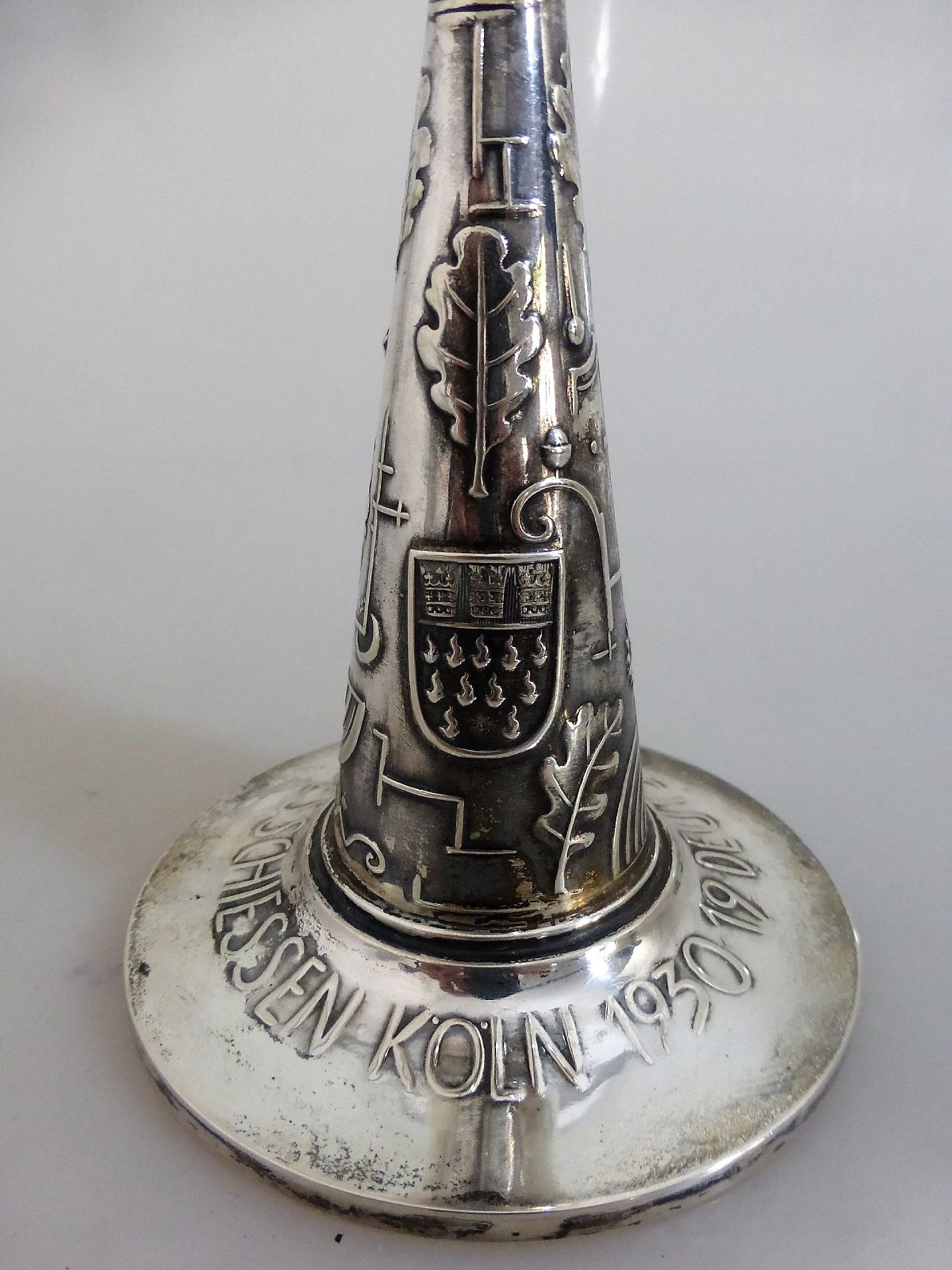 Ehren Pokal zum 19. Deutsches Bundesschießen Köln 1930, Silber 800, Hersteller Bruckmann & - Bild 2 aus 2