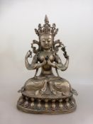 Große Bodhisattva Skulptur - Shadakshari Lokeshvara, Sino-tibetisch, wohl Bronze, der