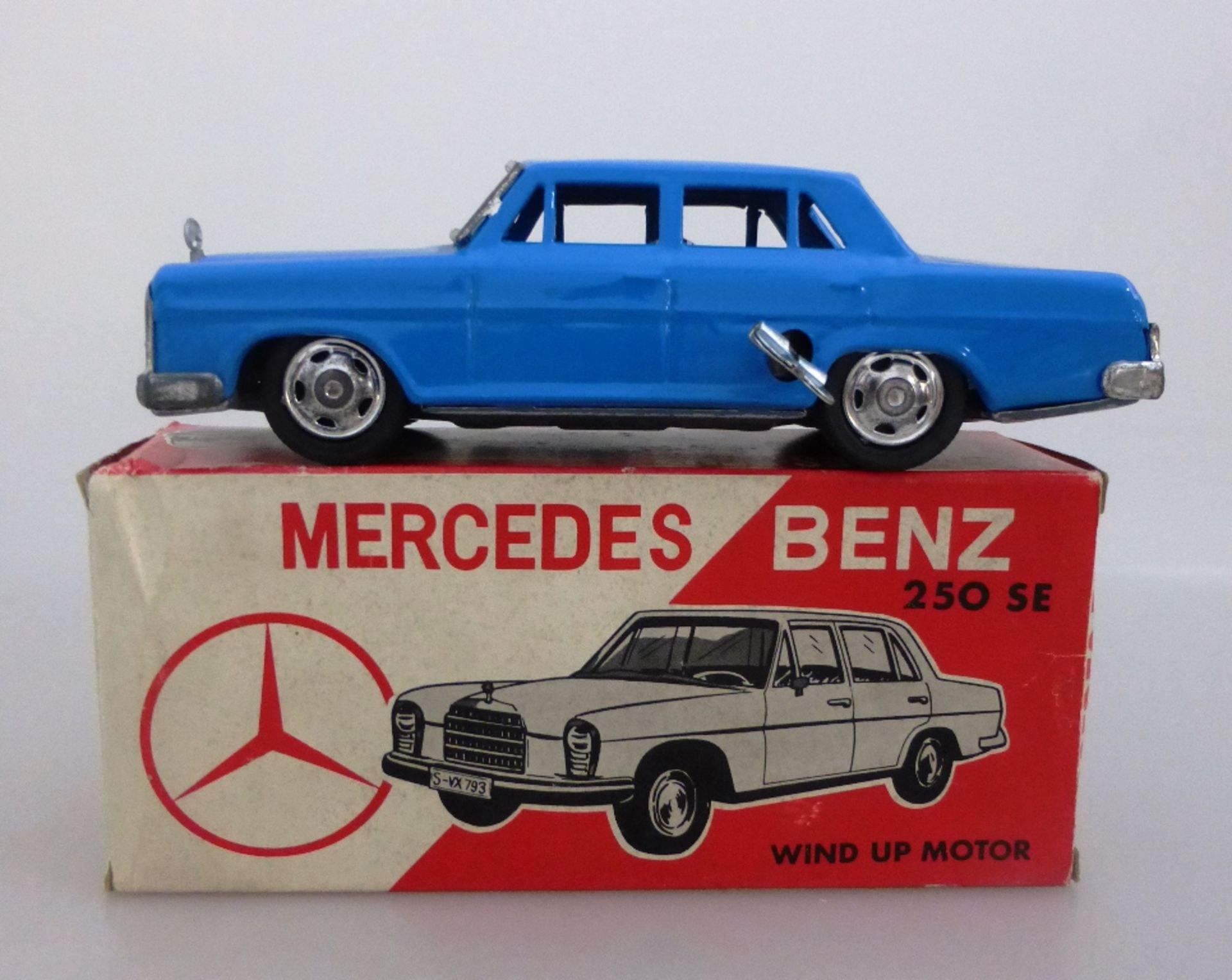 Blechspielzeug, Mercedes Benz 250 SE, Federwerk, No. 10003, Made in Japan, l. 18cm,