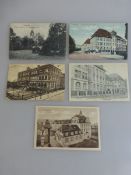 5 Postkarten Würzburg, 3 Karten gel., Abbildungen von Schulhäuser, Erhaltung