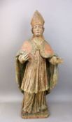 Skulptur eines Heiligen Bischof, wohl Westfalen, 17.Jh., auf rechteckigen Sockel stehende