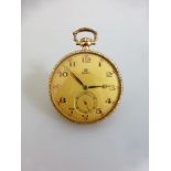 Herrentaschenuhr Omega, vergoldetes Gehäuse, Zifferblatt m. arabischen Zahlen, Werk läuft