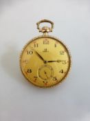 Herrentaschenuhr Omega, vergoldetes Gehäuse, Zifferblatt m. arabischen Zahlen, Werk läuft