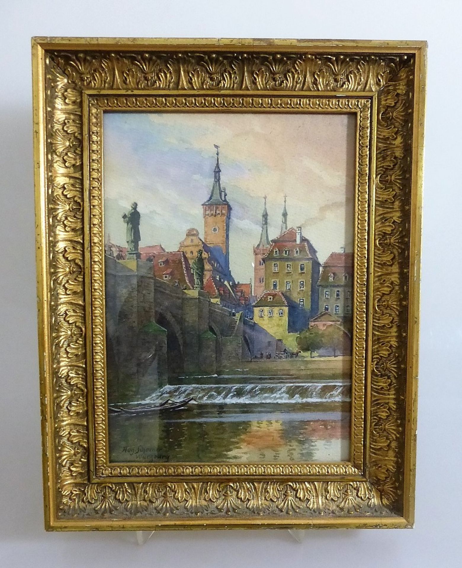 Schöner, August (Würzburger Maler), tätig 1.H.20.Jh., Aquarell, Blick auf die Alte