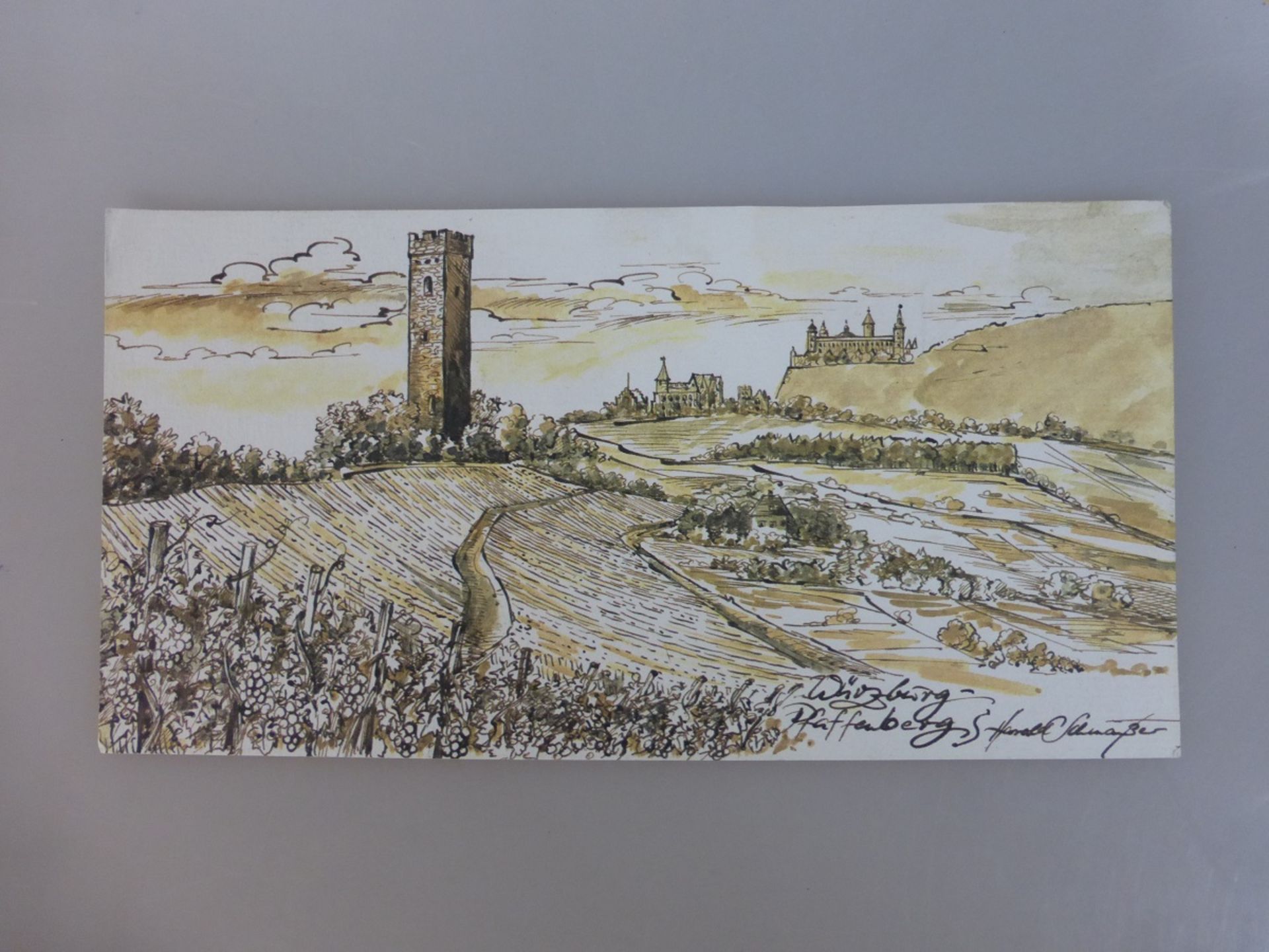 Schmaußer, Harald (geb. 1946 Würzburg), Tuschezeichnung / Aquarell "Würzburg Pfaffenberg",