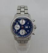 HAU Maurice Lacroix, Schweiz, Armbandchronograph, Automatik, Stahl, blaues Zifferblatt mit