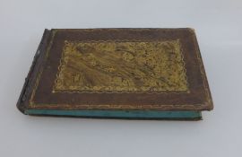 Biedermeier Freundschaftsalbum, 1.H.19.Jh., Ledereinband m. Gebrauchsspuren, 50 Seiten mit