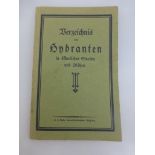 Würzburg, seltenes Buch mit Beschreibung der Hydranten in öffentlichen Straßen und