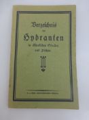 Würzburg, seltenes Buch mit Beschreibung der Hydranten in öffentlichen Straßen und