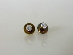 Paar Brillantohrstecker, Stecker jeweils Gelbgold 750 mit je einem Brillant besetzt,