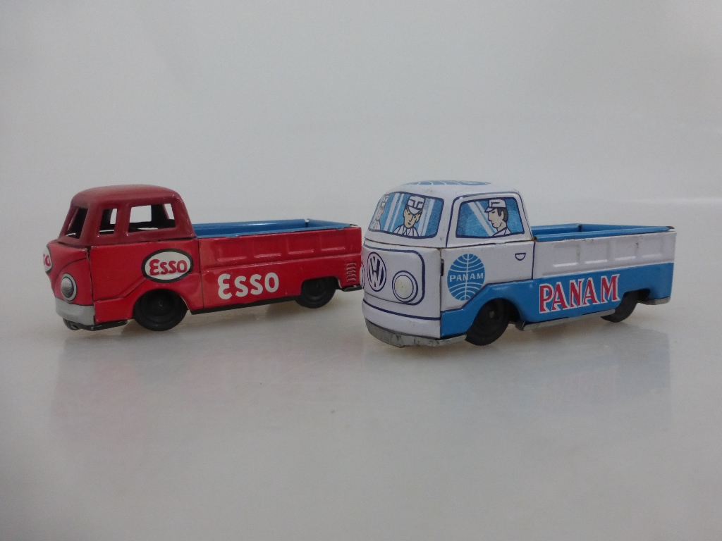 Blechspielzeug, VW Transporter "Esso - VW 780" und "Panam - PA 329", Made in Japan,