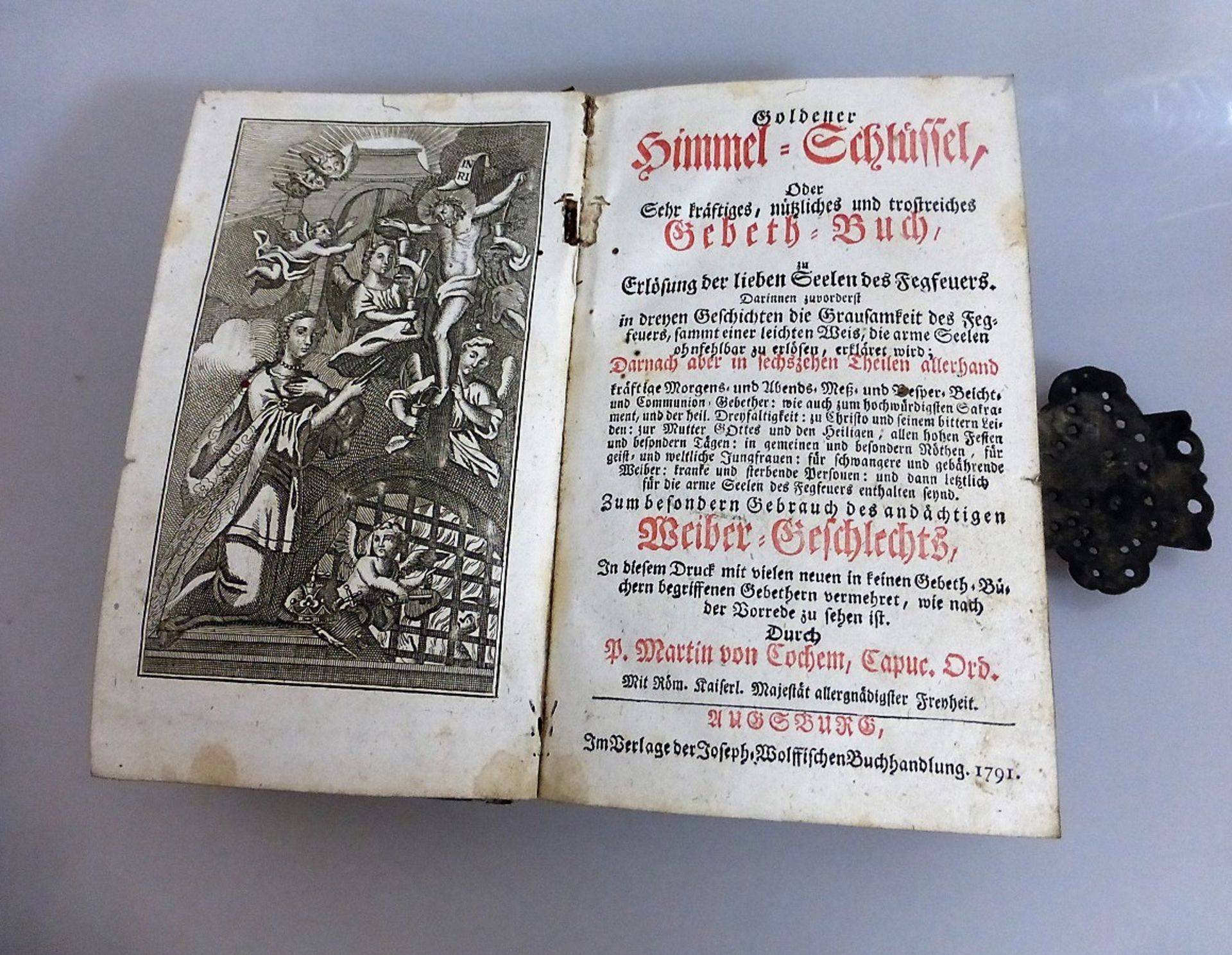 Cochem von, Martin (1630-1712), Goldener Himmelsschlüssel, Kupferstiche, Ledereinband mit
