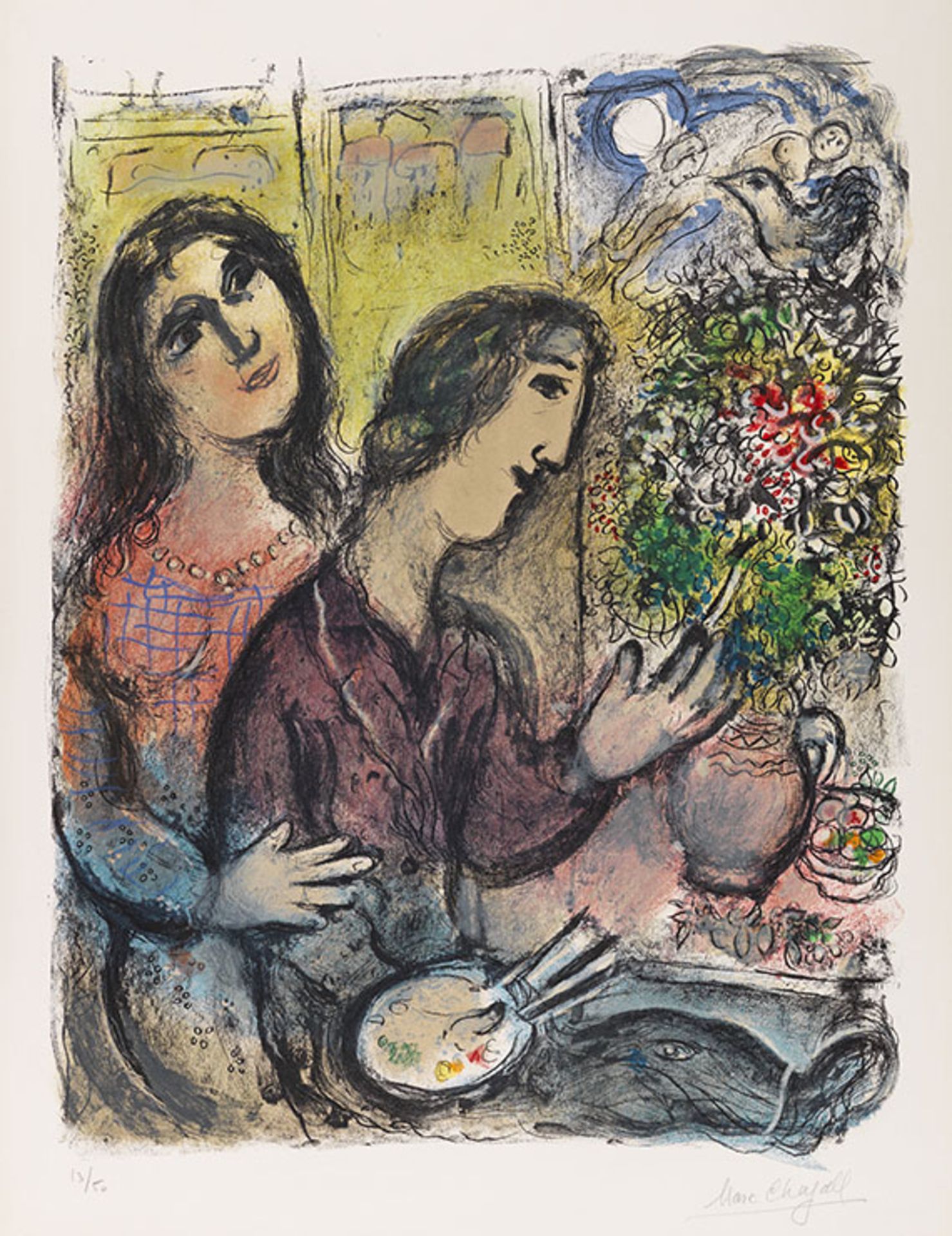 Marc Chagall 1887 Witebsk - 1985 Saint-Paul-de-Vence La Femme du peintre. 1971. Farblithografie.