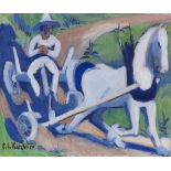 Ernst Ludwig Kirchner 1880 Aschaffenburg - 1938 Davos Bauernwagen mit Pferd. 1922/23. Öl auf