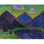 Gabriele Münter 1877 Berlin - 1962 Murnau Blick aufs Murnauer Moos (Blaue Berge). Um 1910. Öl auf