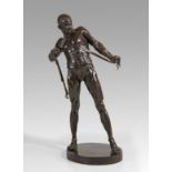 Heinrich Baucke 1875 Düsseldorf - 1915 Ratingen Der Gladiator. Um 1900. Bronze mit dunkelbrauner