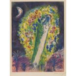 Marc Chagall 1887 Witebsk - 1985 Saint-Paul-de-Vence Couple dans les mimosas. 1967. Farblithografie.