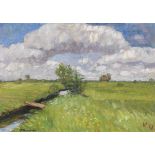 Otto Modersohn 1865 Soest - 1943 Fischerhude Sommerliche Wümmewiesen. 1911. Öl auf Malpappe,