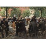 Hermann Linde 1863 Lübeck - 1923 Arlesheim Lübecker Fischmarkt. 1889. Öl auf Leinwand. Rechts