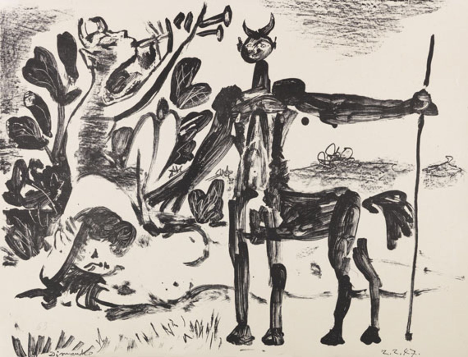 Pablo Picasso 1881 Malaga - 1973 Mougins Centaure et Bacchante avec un Faune. 1947. Lithografie.