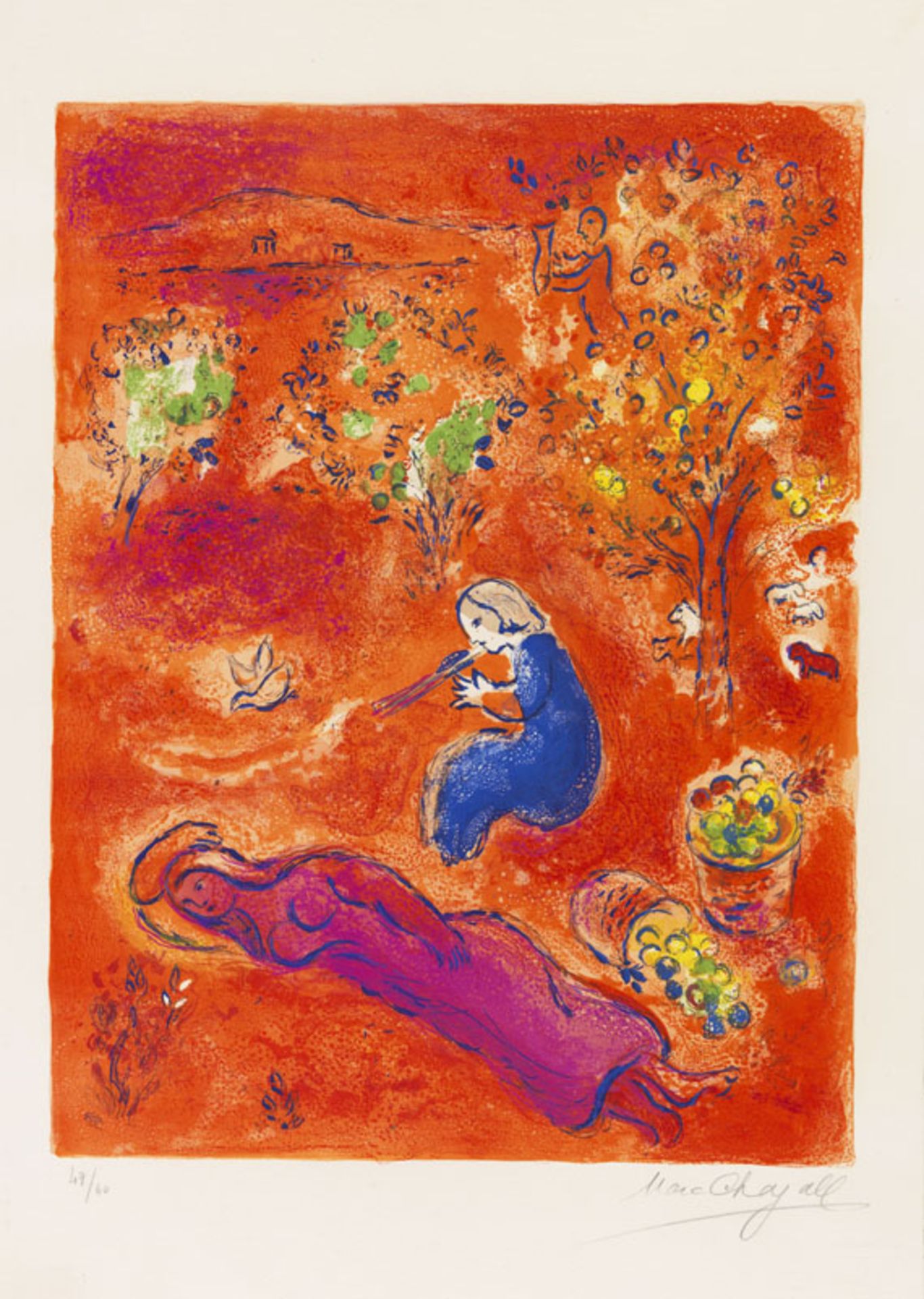 Marc Chagall 1887 Witebsk - 1985 Saint-Paul-de-Vence À midi, l'été. 1961. Farblithografie. Mourlot
