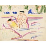 Ernst Ludwig Kirchner 1880 Aschaffenburg - 1938 Davos Badende Frauen. Um 1909. Farbige