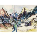 Ernst Ludwig Kirchner 1880 Aschaffenburg - 1938 Davos Ansicht von Davos (Landschaft bei Davos im