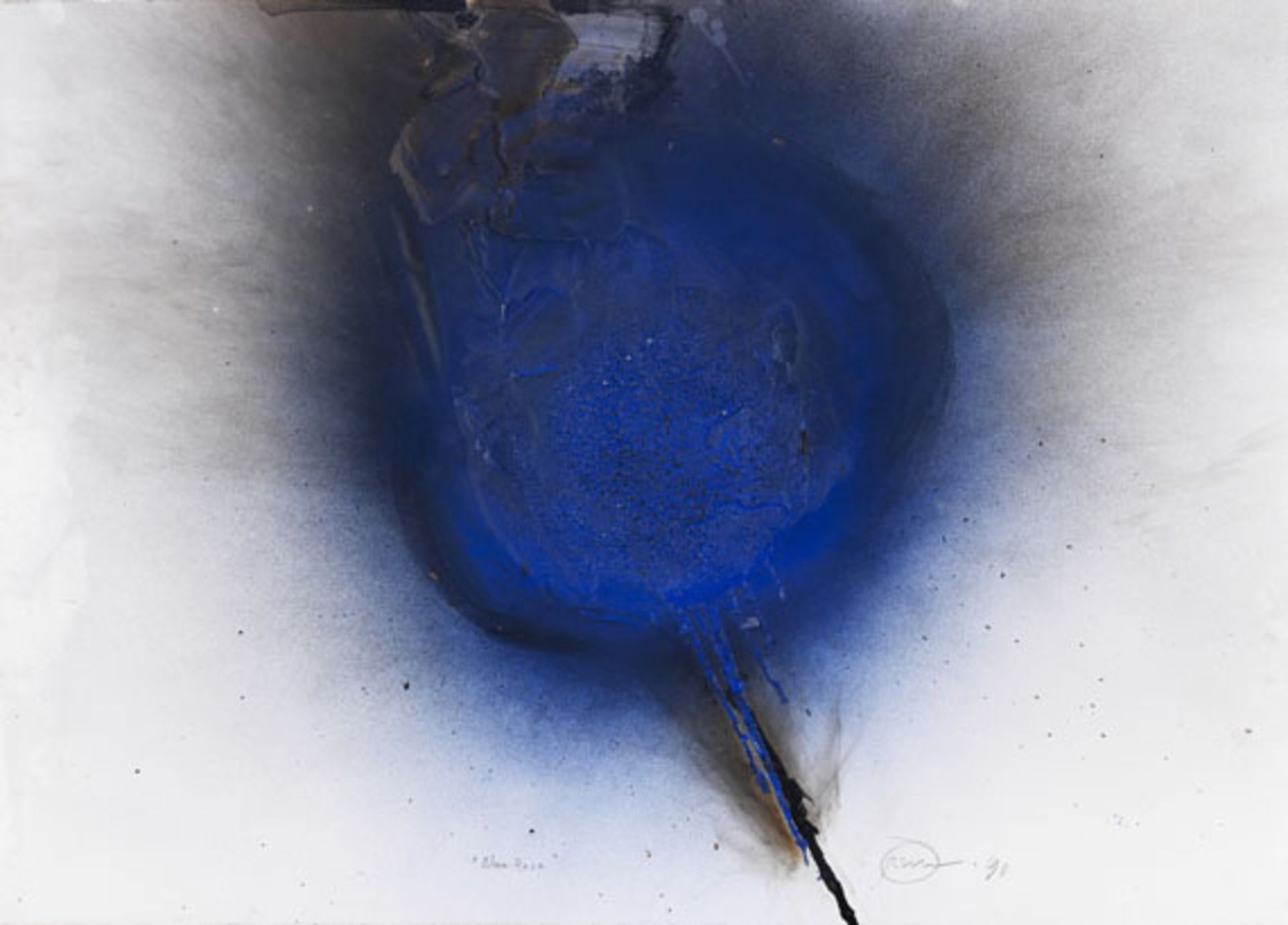 Otto Piene 1928 Bad Laasphe - 2014 Berlin Blue Rose. 1990. Mischtechnik. Öl, Feuer und Rauch auf