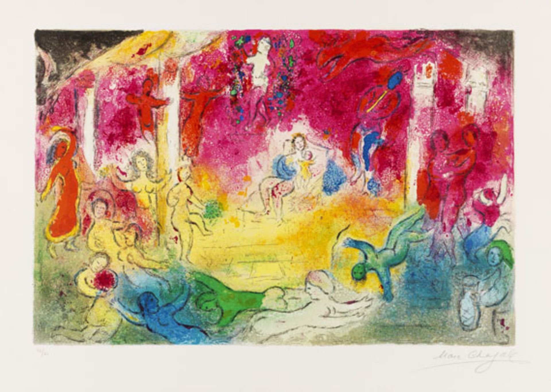 Marc Chagall 1887 Witebsk - 1985 Saint-Paul-de-Vence Temple et histoire de Bacchus. 1961.