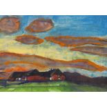 Emil Nolde 1867 Nolde/Nordschleswig - 1956 Seebüll/Schleswig-Holstein Hof Seebüll unter Abendhimmel.