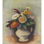 Karl Hofer 1878 Karlsruhe - 1955 Berlin Zinnienstrauß in Vase. 1933. Öl auf Leinwand. Wohlert