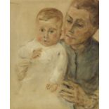 Max Liebermann 1847 Berlin - 1935 Berlin Enkelin Maria auf dem Arm der Kinderfrau. 1916/1918. Öl auf