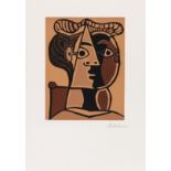 Pablo Picasso 1881 Malaga - 1973 Mougins Femme assise au chignon. 1962. Farblinolschnitt in vier