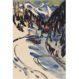 Ernst Ludwig Kirchner 1880 Aschaffenburg - 1938 Davos Sertigtal im Winter. Um 1924/25. Aquarell über