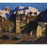 Alfons Walde 1891 Oberndorf - 1958 Kitzbühel Bergstadt (Kitzbühel im Frühling). 1956. Öl auf