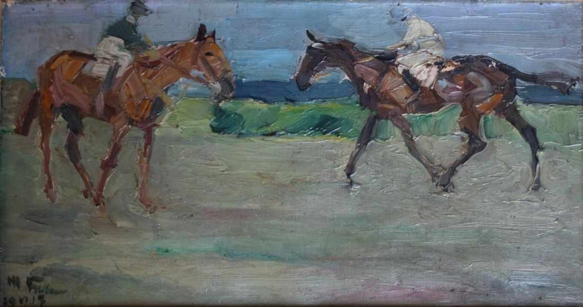 Gemälde - Max Feldbauer (1869 Neumarkt - 1948 Mönchshofen bei Straubing) "Zwei Reiter", l.u.