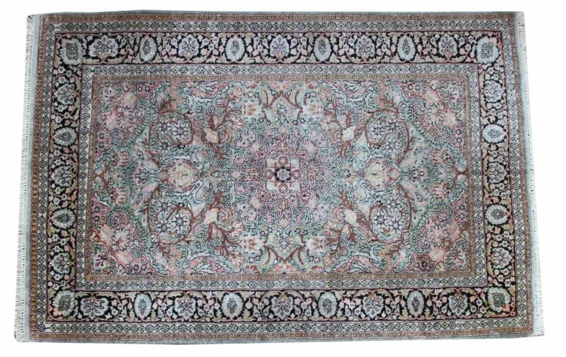 Orientteppich - Afghane um 1960/70 mercerisierte Baumwolle mit Seideneffekt, florales Dekor, Maße