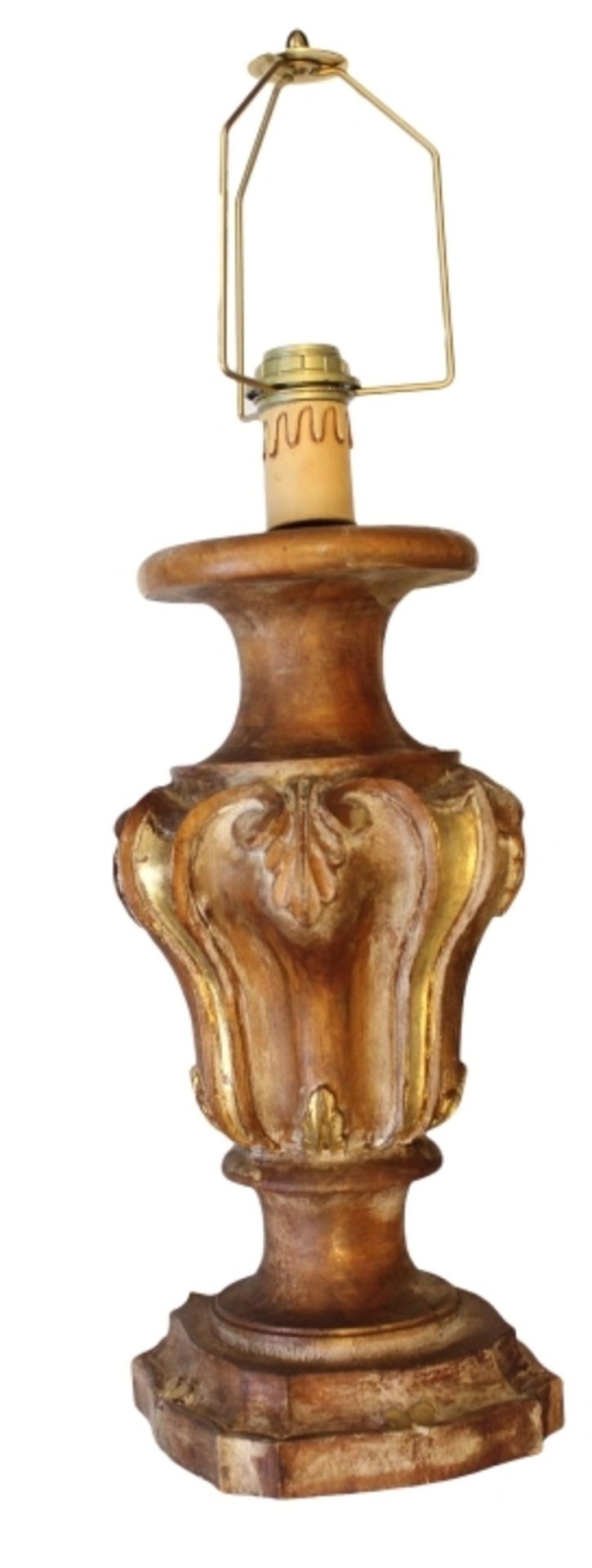 Kleine Stehlampe im Barockstil wohl Italien 20.Jahrhundert, Holz geschnitzt, teilweise vergoldet,