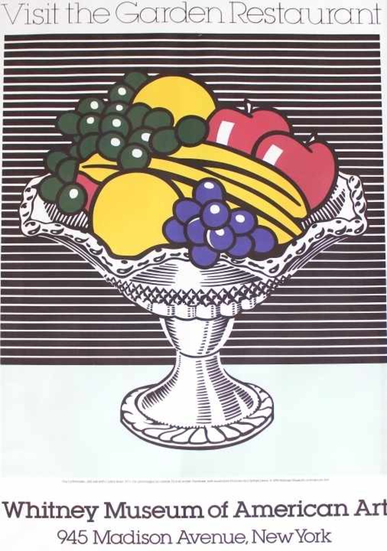 Plakat - nach Roy Lichtenstein (1923-1997) "Stillleben mt Kristallschale", typographisch bez: "Visit