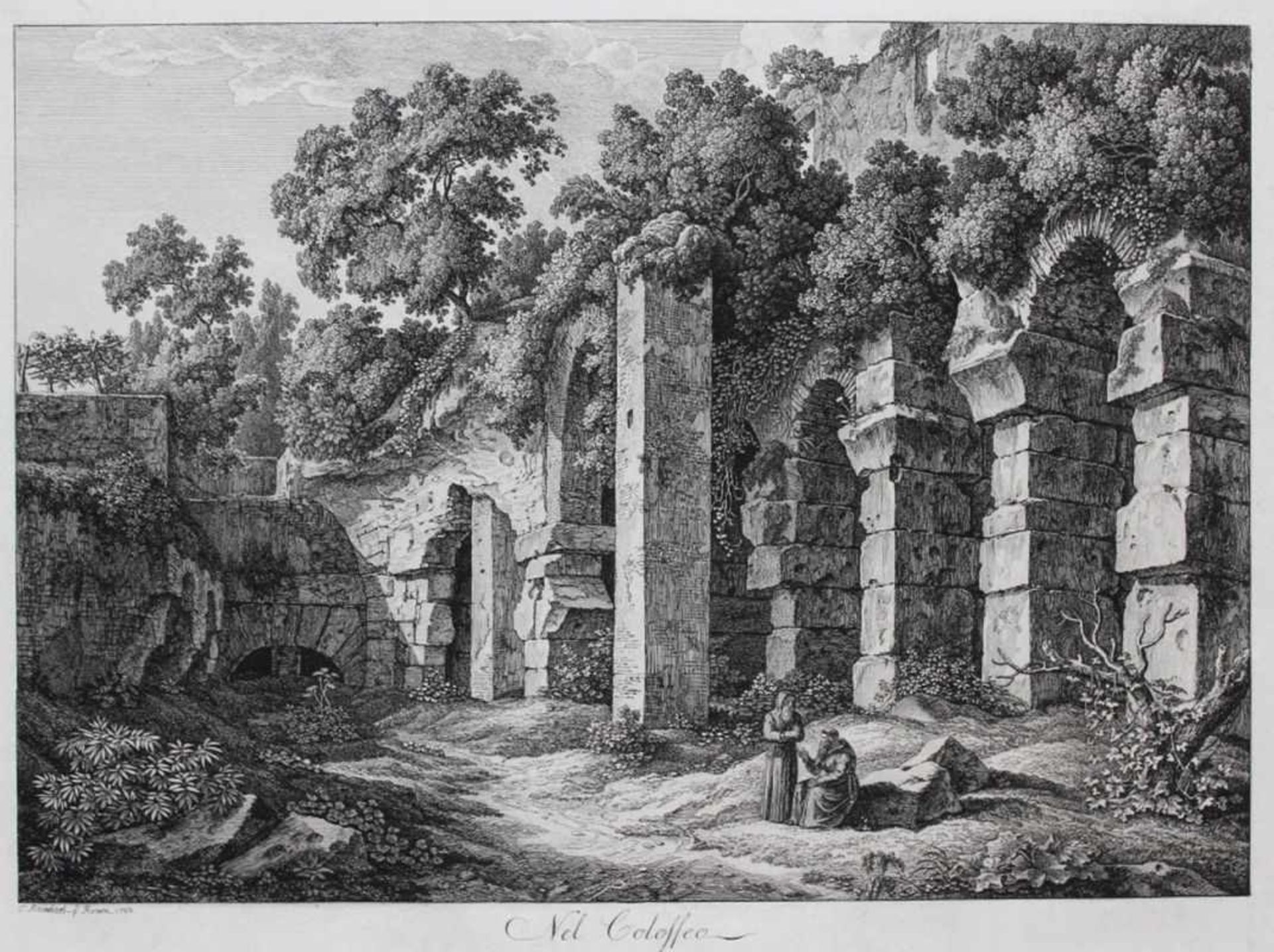 Radierung - Johann Christian REINHART (1761 Hof -1847 Rom) "Nel Colosseo", l.u. C.Reinhart f.. Romae