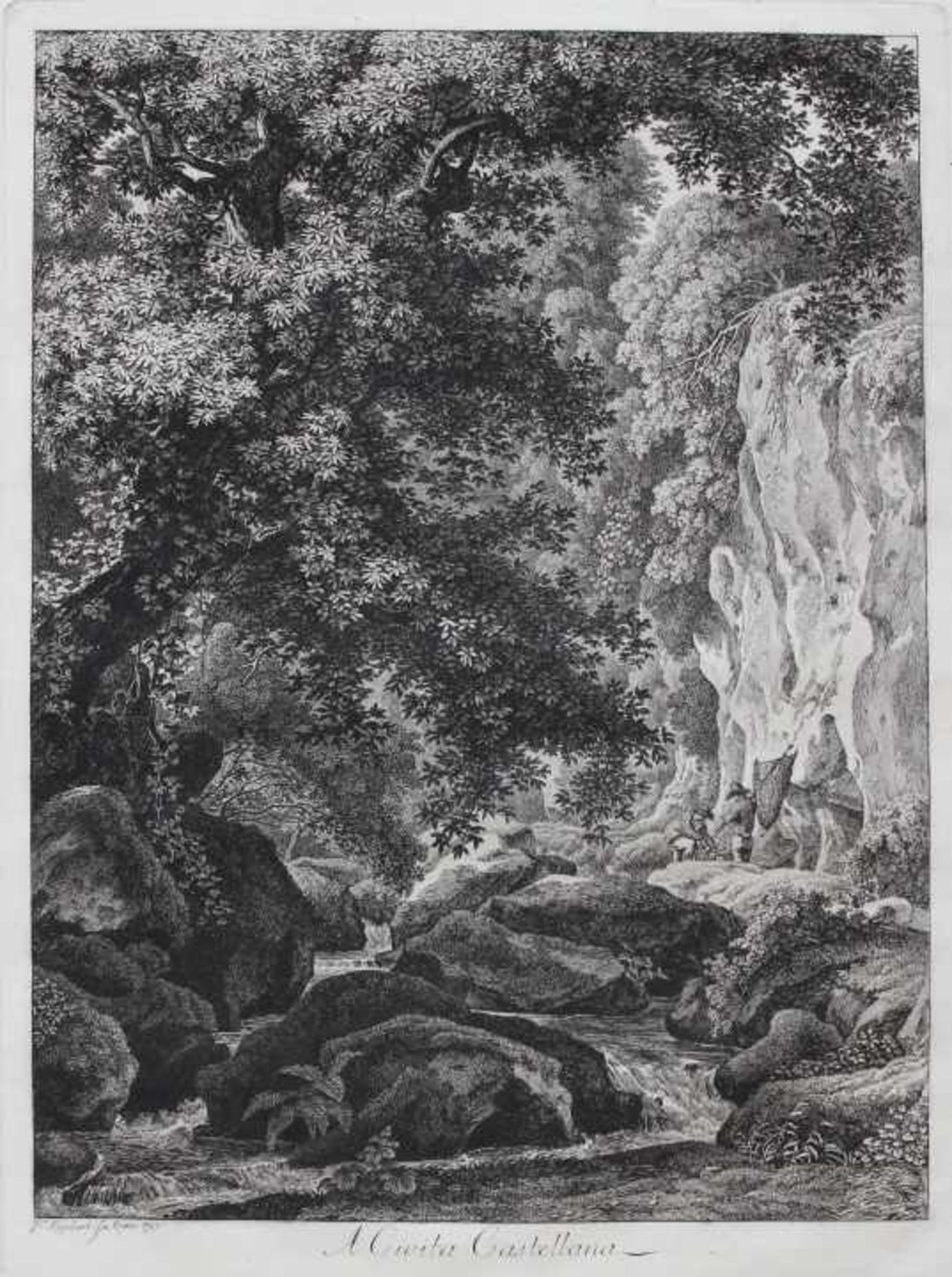 Radierung - Johann Christian REINHART (1761 Hof -1847 Rom) "A Civita Castellana", l.u. JC.Reinhart