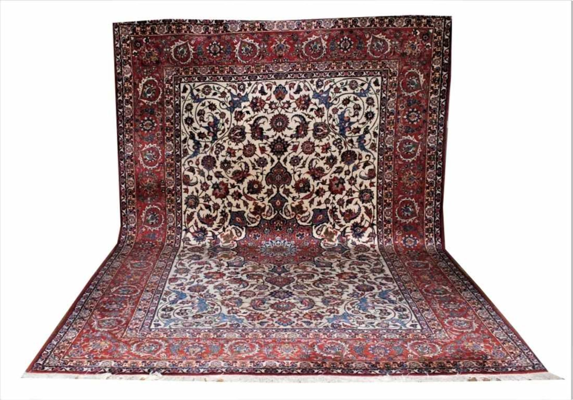Großer Orientteppich - Isfahan wohl Persien um 1950/60, florales Dekor, rot/blau und grüne Farben