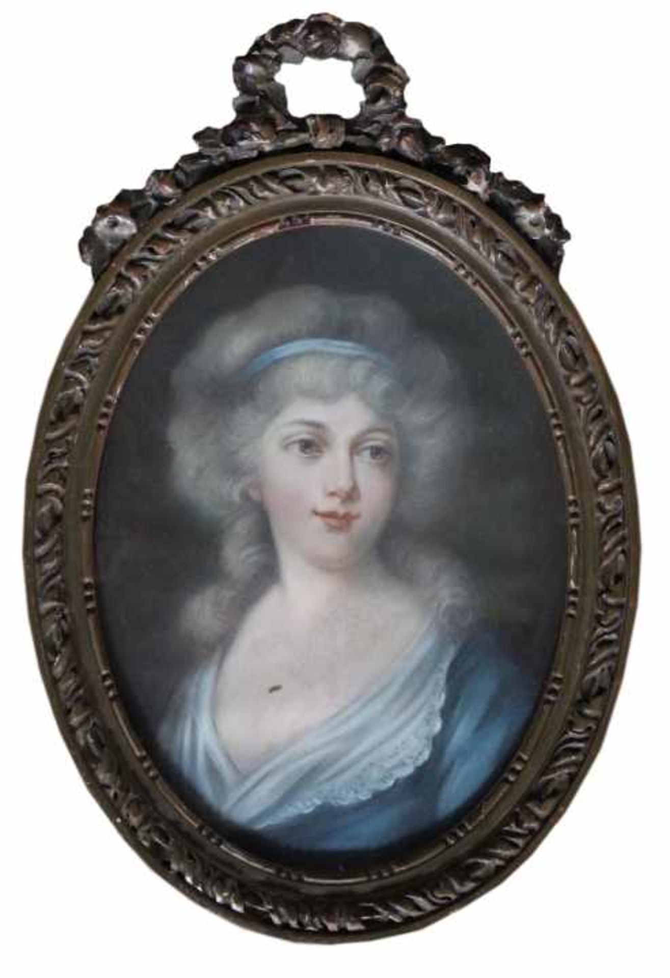 Pastell - Unbekannt 19.Jahrhundert "Damenbildnis", r.u. unleserlich signiert, Pastell auf Papier,