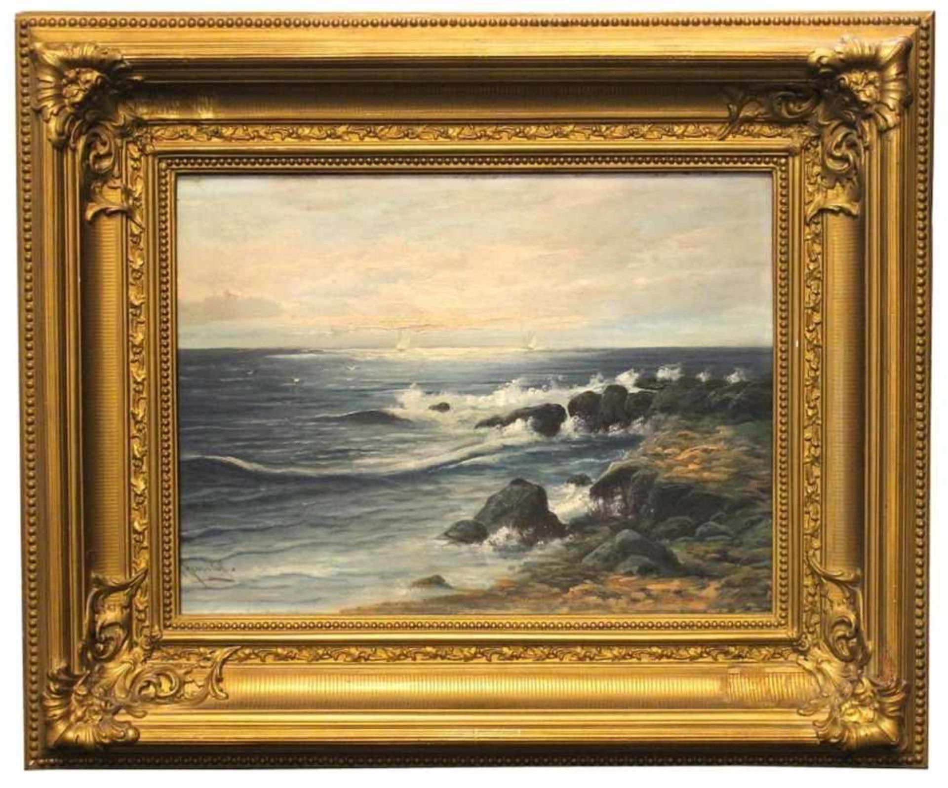 Gemälde - Alois HERNICK (Wien 1870-1939) "Meeresbrandung", l.u. signiert, Öl auf Pappe (auf Platte